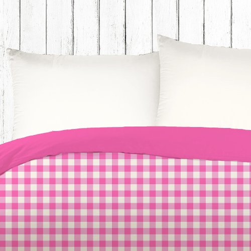 Pink Gingham Plaid Cottagecore Duvet Cover