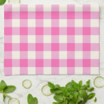 Pink Gingham Plaid Cottagecore Kitchen Towel<br><div class="desc">Modern spring picnic trend,  with gingham plaid tartan pattern in hot pink and white colors.</div>
