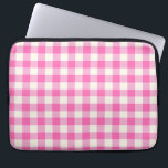 Pink Gingham Plaid Cottagecore Laptop Sleeve<br><div class="desc">Modern spring picnic trend,  with gingham plaid tartan pattern in hot pink and white colors.</div>