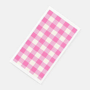Pink Gingham Plaid Cottagecore Paper Guest Towels