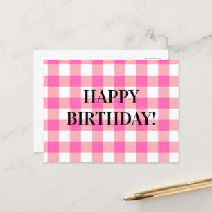 Pink Gingham Plaid Cottagecore Postcard
