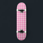 Pink Gingham Plaid Cottagecore Skateboard<br><div class="desc">Modern spring picnic trend,  with gingham plaid tartan pattern in hot pink and white colors.</div>