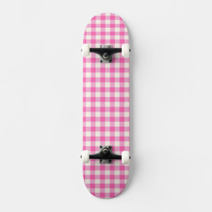 Pink Gingham Plaid Cottagecore Skateboard