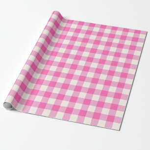 Pink Gingham Plaid Cottagecore Wrapping Paper
