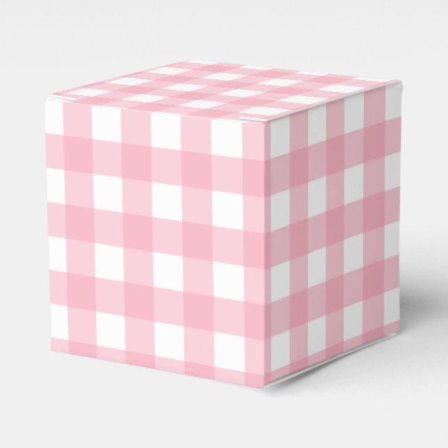 Pink Gingham Plaid Party Favor Box (Front Side)
