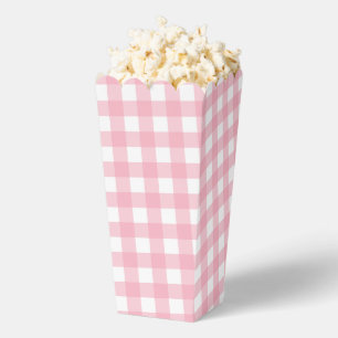 Pink Gingham Plaid Popcorn Party Favor Box