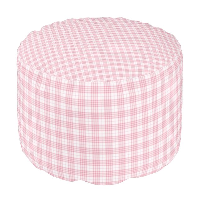 Pink Gingham Plaid Pouf (Angled Front)