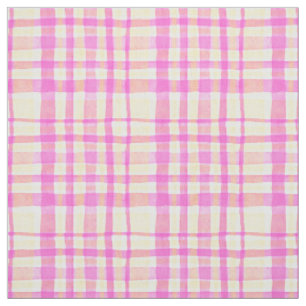 Pink gingham plaid summer fabric
