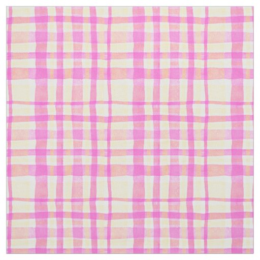 Pink gingham plaid summer fabric
