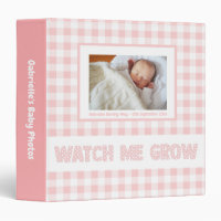 Pink Gingham & Polka Dots - Baby Girl Photo Album 3 Ring Binder