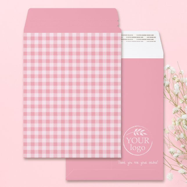 Pink Gingham Preppy Checkered Business Packaging Envelope Mailers (Creator Uploaded)