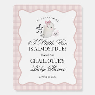 Pink Gingham Preppy Ghost Little Boo Baby Shower Foam Board