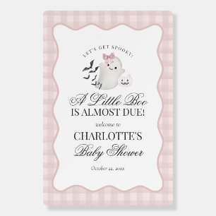 Pink Gingham Preppy Ghost Little Boo Baby Shower Foam Board