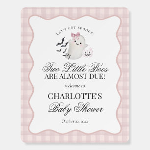 Pink Gingham Preppy Little Boos Twins Baby Shower Foam Board