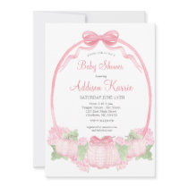 Pink Gingham Pumpkin Baby Shower Invitation