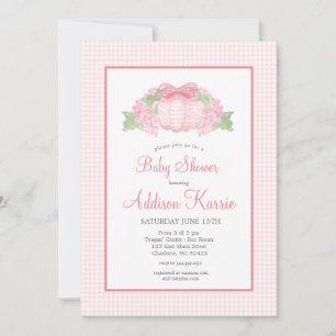 Pink Gingham Pumpkin Baby Shower Invitation