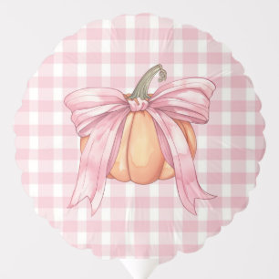 Pink Gingham Pumpkin Bow Balloon