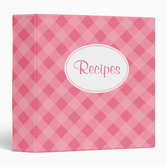  Pink Gingham Recipe Binder (Front/Spine)