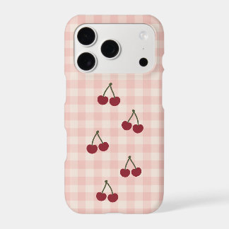 Pink Gingham Red Cherries iPhone 18 Pro Case