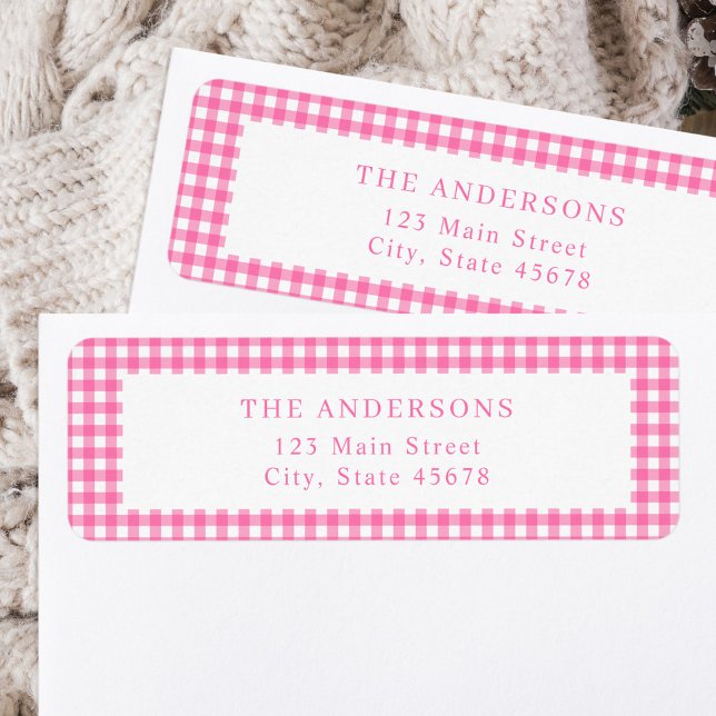 Pink Gingham Return Address Label (Creator Uploaded)