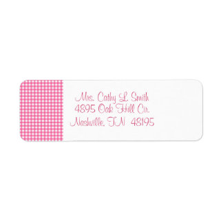 Pink Gingham Return Address Labels