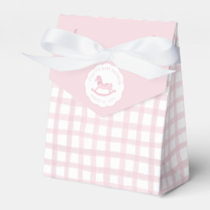 Pink Gingham Rocking Horse Baby Favor Bag Favor Boxes