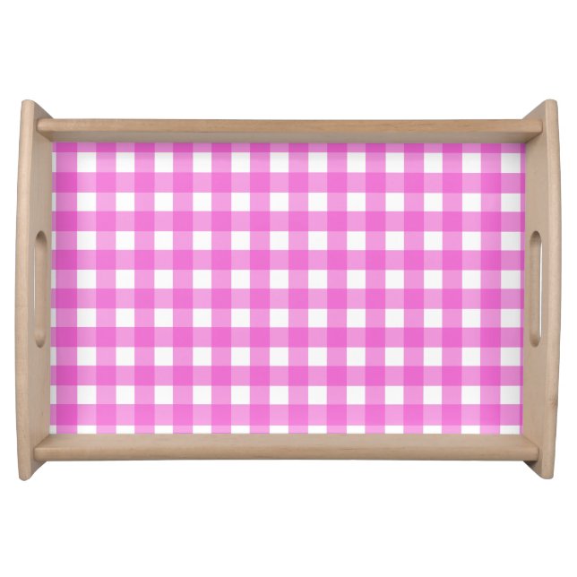 Pink gingham serving tray (Front)