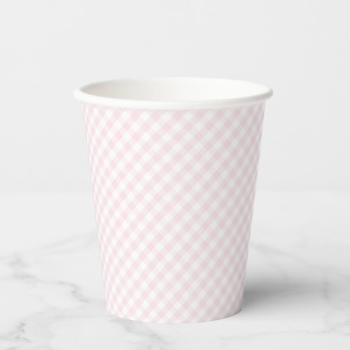Pink gingham simple baby shower paper cups