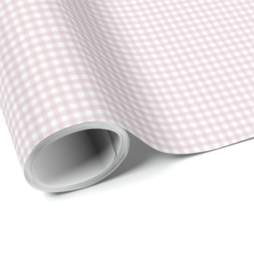 Pink gingham simple cute small checks plaid wrapping paper