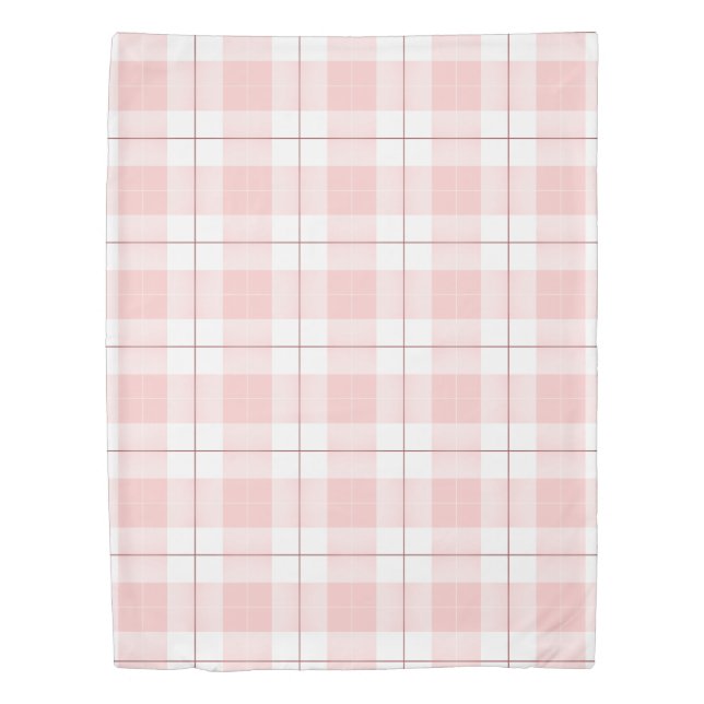 Pink Gingham Style Plaid Duvet Cover (Front)