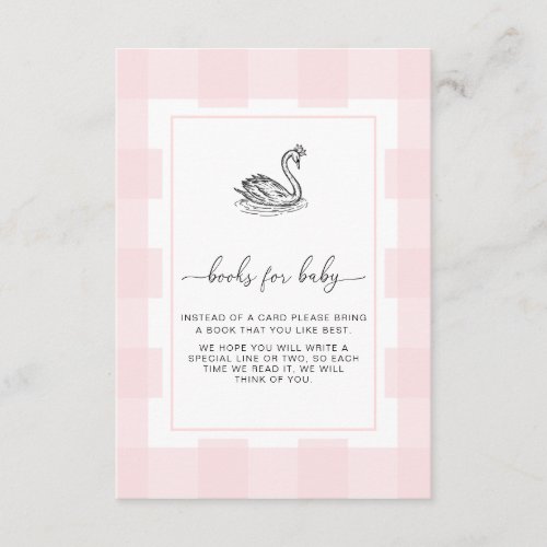 Pink Gingham Swan Books Request Insert Card