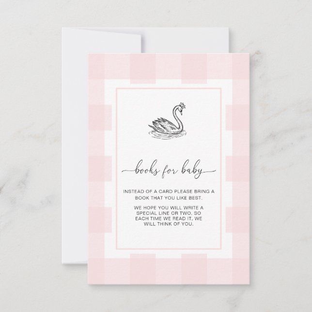 Pink Gingham Swan Books Request Insert Card (Front)