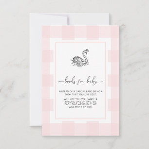 Pink Gingham Swan Books Request Insert Card