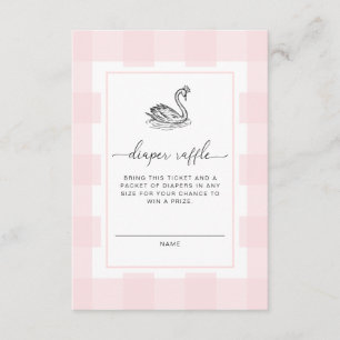 Pink Gingham Swan Diaper Raffle Ticket Enclosure