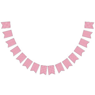 Pink Gingham Sweet One Girl 1st Birthday Party Bunting Flags