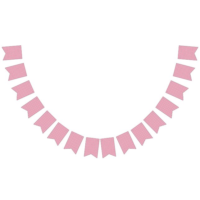 Pink Gingham Sweet One Girl 1st Birthday Party Bunting Flags (All)