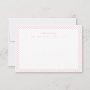 Pink gingham sweet personalized kid's stationery