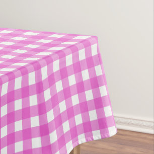 Pink gingham tablecloth