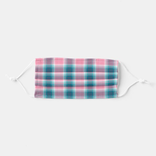 Pink Gingham Tartan Adult Cloth Face Mask (Front, Folded)