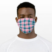 Pink Gingham Tartan Adult Cloth Face Mask (Worn)