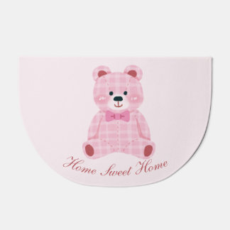 Pink Gingham Teddy Doormat