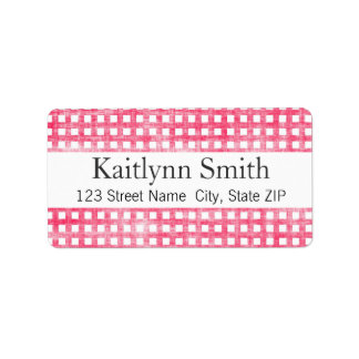 Pink Gingham Textured Label