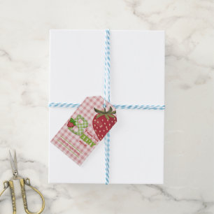 Pink Gingham Thank You Berry Much Strawberry  Gift Tags