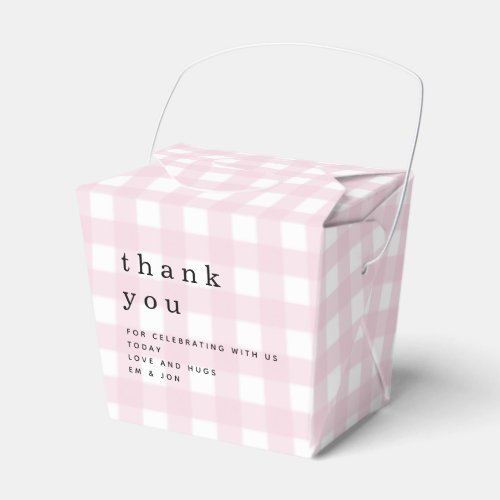 Pink Gingham Thank You Picnic Baby Shower Favor Boxes