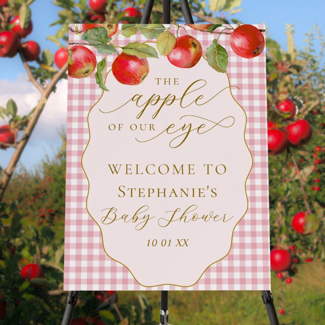 Pink Gingham The Apple Of Our Eye Fall Baby Shower Foam Board (Creator Uploaded)