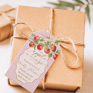 Pink Gingham The Apple Of Our Eye Fall Baby Shower Gift Tags