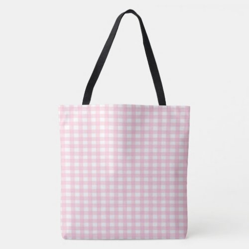 Pink Gingham Tote Bag