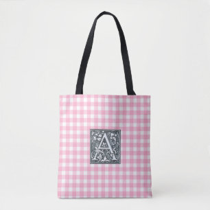 pink gingham -  tote bag
