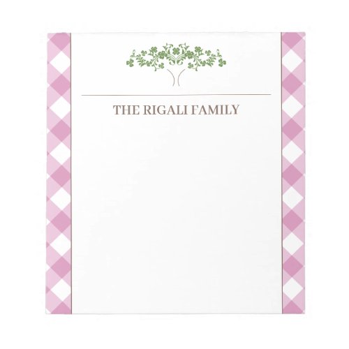 Pink Gingham Tree Classic  Notepad