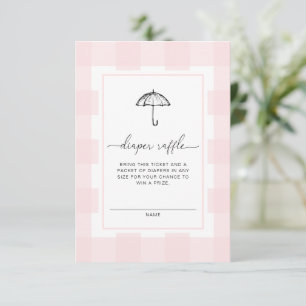 Pink Gingham Umbrella Diaper Raffle Enclosure Invitation